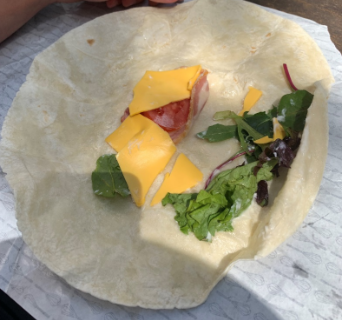 A photo of a low quality sparsely filled wrap